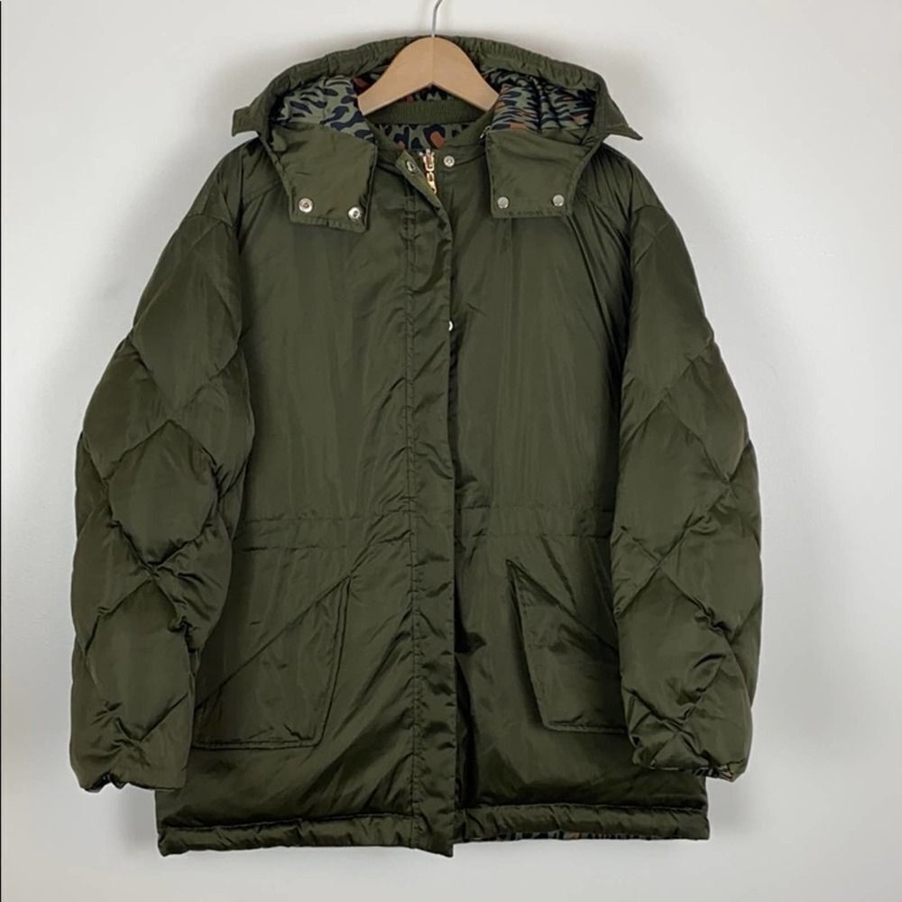 Sandro Paris Green Reversible Puffer Jacket Large - Picture 2 of 10